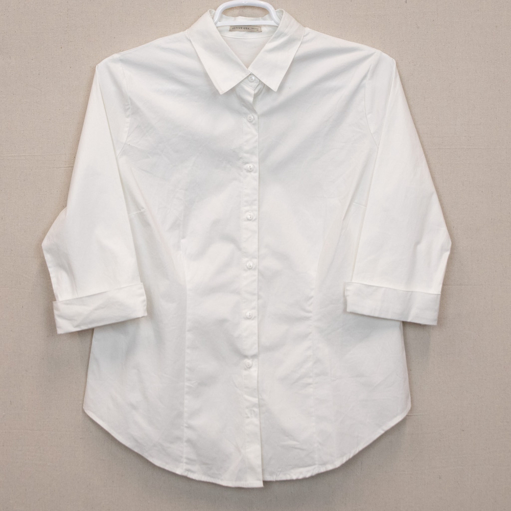 Active USA white classic basic button down shirt NWT-1X